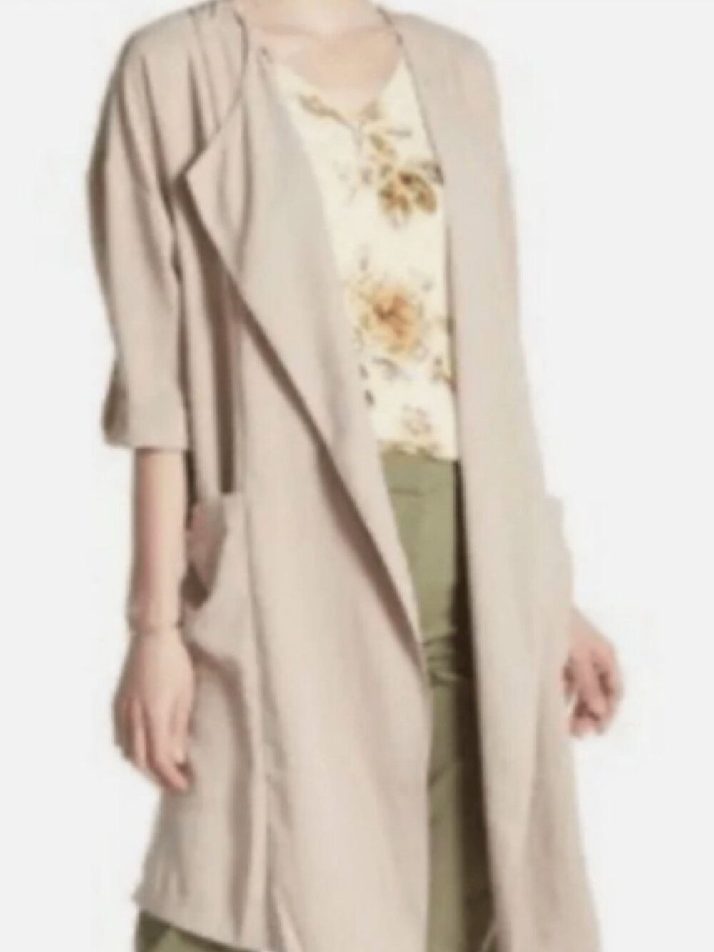 Philosophy Waterfall Open Duster Jacket - Small in Beige